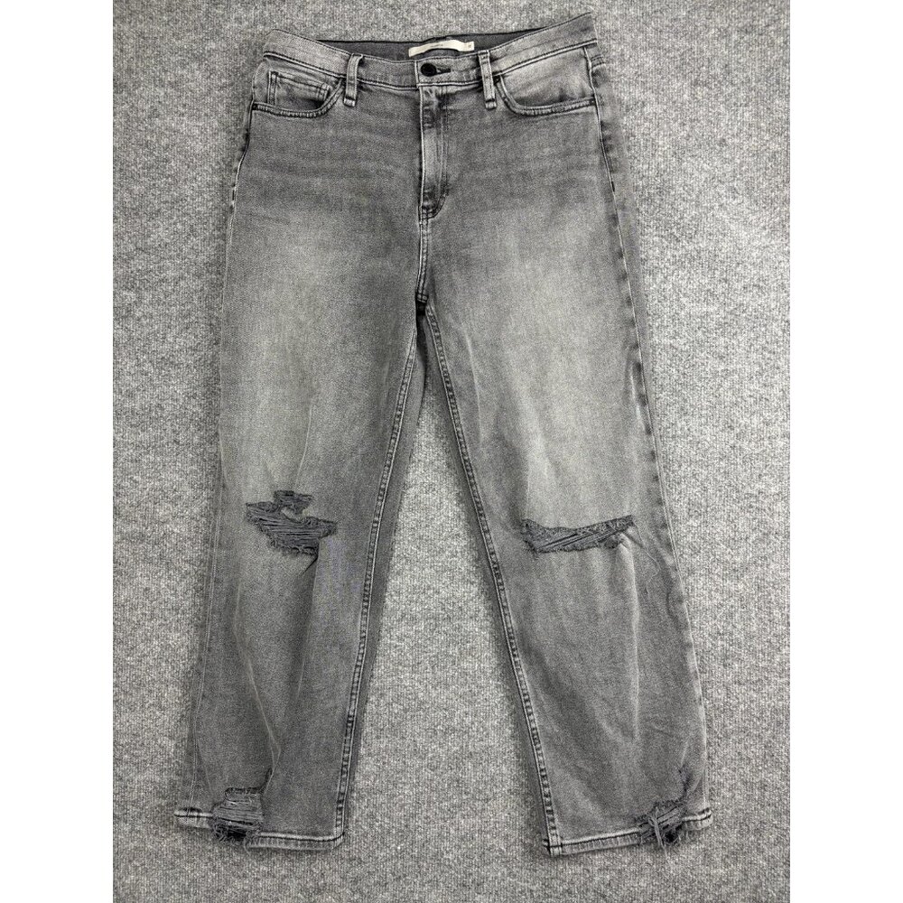Hudson Jeans Womens 30 Gray Remi High Rise‎ Straight Distressed Cropped Raw Hem